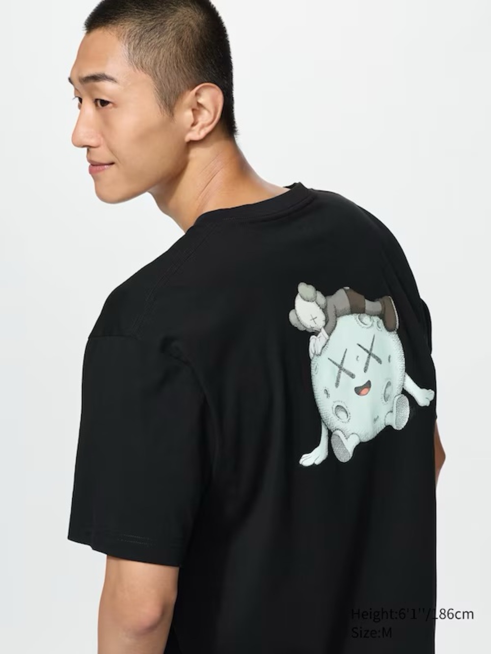 KAWS x UNIQLO Universe UT Graphic T-Shirt BLACK Moon Back Print NWT